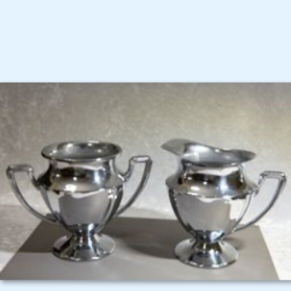 Vintage CHROME Sugar and Creamer Set PAIR - Picture 1 of 14